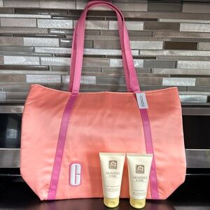 From Macy’s….Clinique Bag and Aromatics Elixer Body Wash and Body Smoother.